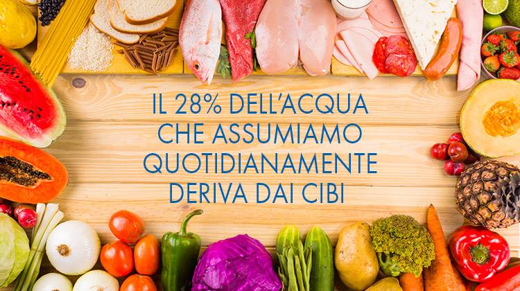 La percentuale di acqua che assumiamo con i cibi